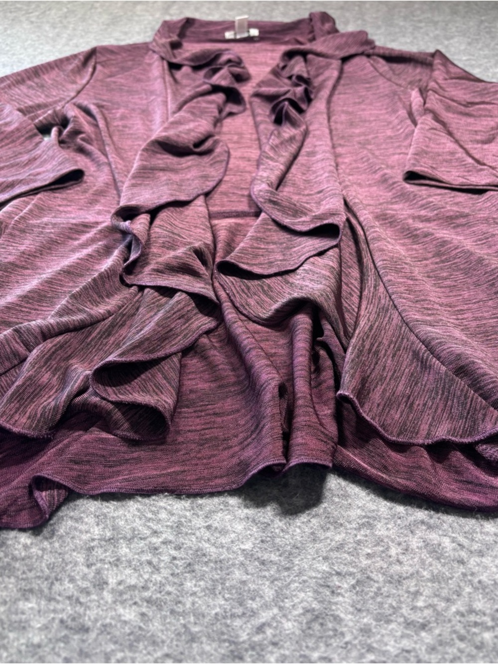 Jaipur Plum Ruffled Open-Front Cardigan - Picture 3 of 9